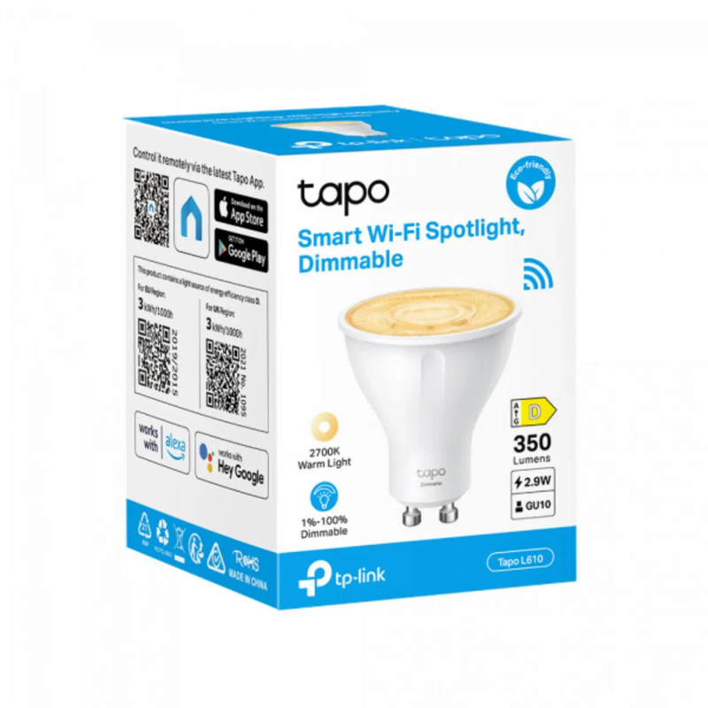 TP-Link Tapo L610 Smart Wi-Fi Dimmable Spotlight - White - مصباح إضاءة